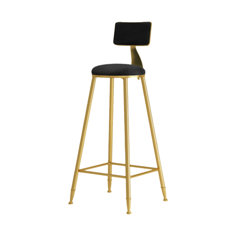 Glam Armless Backrest Counter Stool Iron Cafe Bar Stool with Pedal and Velvet Cushion Black 1 Piece Clearhalo 'Bar Furniture' 'Bar Stools' 'bar_stools' 'furn' 'furn_bar_stools' 'furniture_bar_stools' 'Kitchen & Dining Furniture' 'kitchen&dining_furn' 'kitchen' 'kitchen_furn' Furniture' 4471405