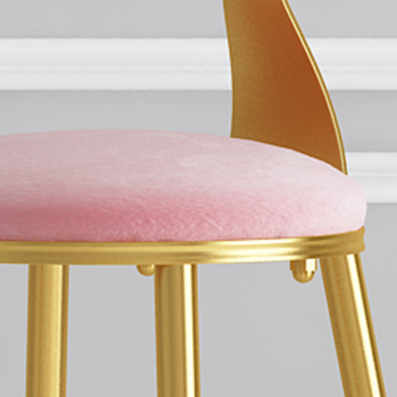 Glam Armless Backrest Counter Stool Iron Cafe Bar Stool with Pedal and Velvet Cushion Clearhalo 'Bar Furniture' 'Bar Stools' 'bar_stools' 'furn' 'furn_bar_stools' 'furniture_bar_stools' 'Kitchen & Dining Furniture' 'kitchen&dining_furn' 'kitchen' 'kitchen_furn' Furniture' 4471412