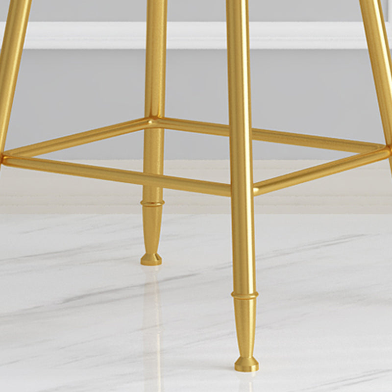 Glam Armless Backrest Counter Stool Iron Cafe Bar Stool with Pedal and Velvet Cushion Clearhalo 'Bar Furniture' 'Bar Stools' 'bar_stools' 'furn' 'furn_bar_stools' 'furniture_bar_stools' 'Kitchen & Dining Furniture' 'kitchen&dining_furn' 'kitchen' 'kitchen_furn' Furniture' 4471413