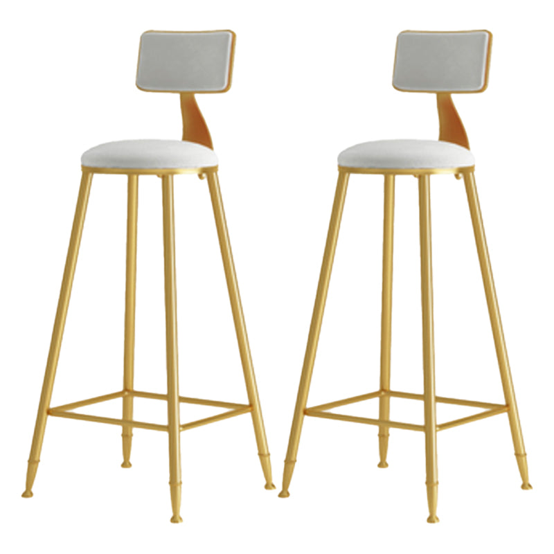 Glam Armless Backrest Counter Stool Iron Cafe Bar Stool with Pedal and Velvet Cushion White 2 Piece Set Clearhalo 'Bar Furniture' 'Bar Stools' 'bar_stools' 'furn' 'furn_bar_stools' 'furniture_bar_stools' 'Kitchen & Dining Furniture' 'kitchen&dining_furn' 'kitchen' 'kitchen_furn' Furniture' 4471415