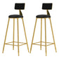 Glam Armless Backrest Counter Stool Iron Cafe Bar Stool with Pedal and Velvet Cushion Black 2 Piece Set Clearhalo 'Bar Furniture' 'Bar Stools' 'bar_stools' 'furn' 'furn_bar_stools' 'furniture_bar_stools' 'Kitchen & Dining Furniture' 'kitchen&dining_furn' 'kitchen' 'kitchen_furn' Furniture' 4471416