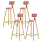 Glam Armless Backrest Counter Stool Iron Cafe Bar Stool with Pedal and Velvet Cushion Pink 4 Piece Set Clearhalo 'Bar Furniture' 'Bar Stools' 'bar_stools' 'furn' 'furn_bar_stools' 'furniture_bar_stools' 'Kitchen & Dining Furniture' 'kitchen&dining_furn' 'kitchen' 'kitchen_furn' Furniture' 4471419