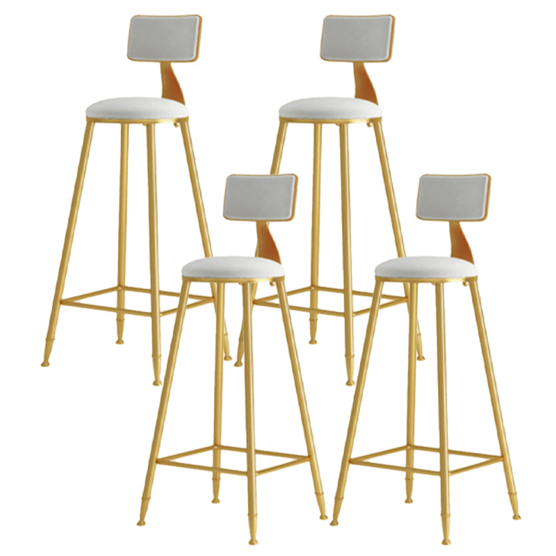 Glam Armless Backrest Counter Stool Iron Cafe Bar Stool with Pedal and Velvet Cushion White 4 Piece Set Clearhalo 'Bar Furniture' 'Bar Stools' 'bar_stools' 'furn' 'furn_bar_stools' 'furniture_bar_stools' 'Kitchen & Dining Furniture' 'kitchen&dining_furn' 'kitchen' 'kitchen_furn' Furniture' 4471421