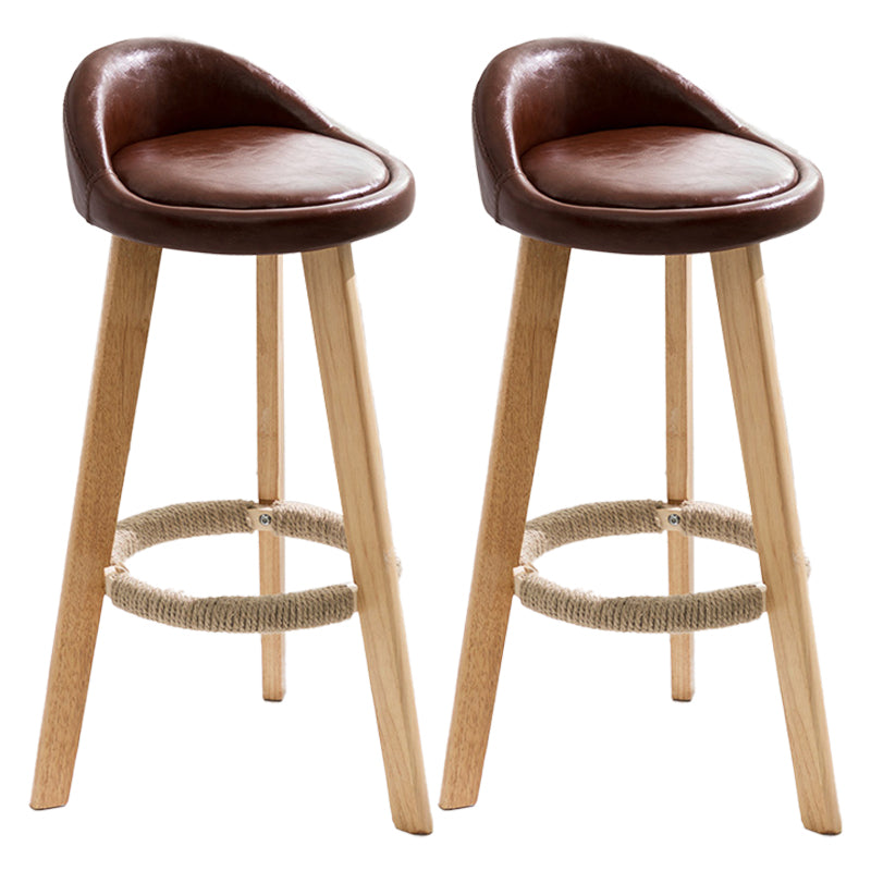Modern Armless Backrest Counter Stool Wood Kitchen Bar Stool with Pedal Brown 2 Piece Set Clearhalo 'Bar Furniture' 'Bar Stools' 'bar_stools' 'furn' 'furn_bar_stools' 'furniture_bar_stools' 'Kitchen & Dining Furniture' 'kitchen&dining_furn' 'kitchen' 'kitchen_furn' Furniture' 4471447