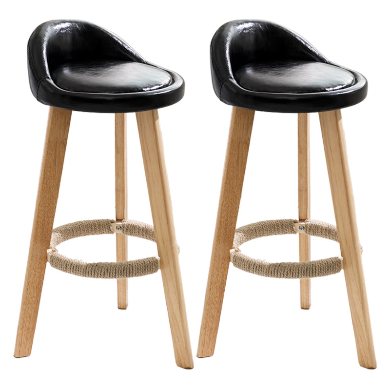 Modern Armless Backrest Counter Stool Wood Kitchen Bar Stool with Pedal Black 2 Piece Set Clearhalo 'Bar Furniture' 'Bar Stools' 'bar_stools' 'furn' 'furn_bar_stools' 'furniture_bar_stools' 'Kitchen & Dining Furniture' 'kitchen&dining_furn' 'kitchen' 'kitchen_furn' Furniture' 4471451