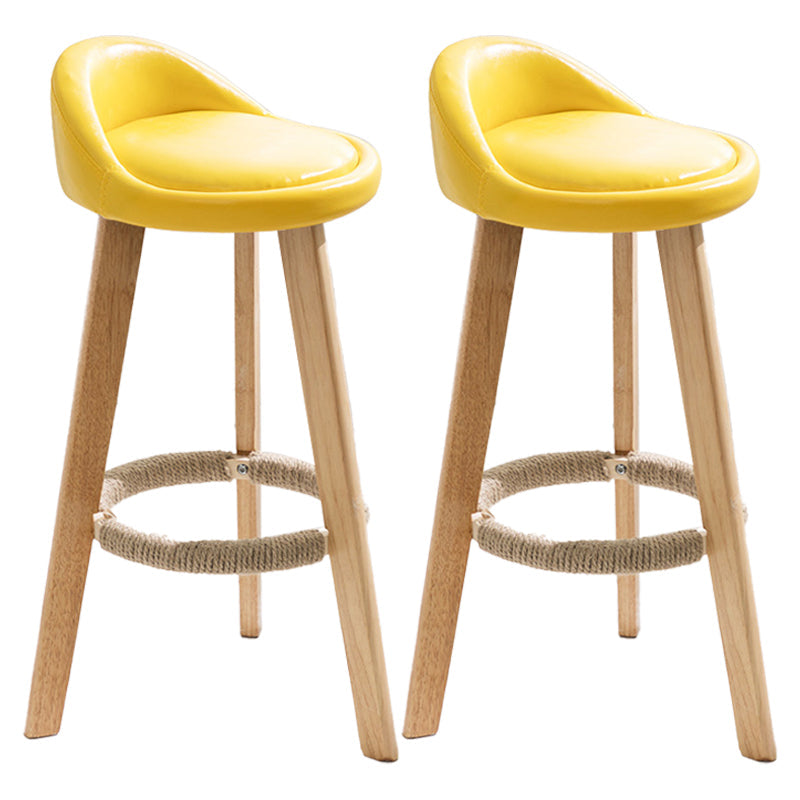 Modern Armless Backrest Counter Stool Wood Kitchen Bar Stool with Pedal Yellow 2 Piece Set Clearhalo 'Bar Furniture' 'Bar Stools' 'bar_stools' 'furn' 'furn_bar_stools' 'furniture_bar_stools' 'Kitchen & Dining Furniture' 'kitchen&dining_furn' 'kitchen' 'kitchen_furn' Furniture' 4471452