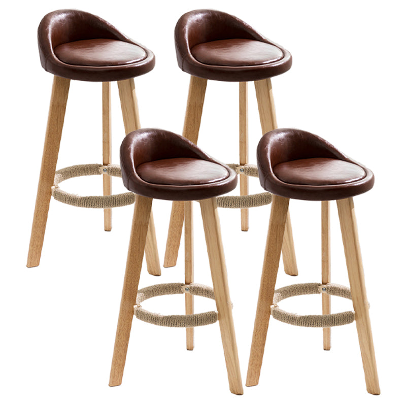 Modern Armless Backrest Counter Stool Wood Kitchen Bar Stool with Pedal Brown 4 Piece Set Clearhalo 'Bar Furniture' 'Bar Stools' 'bar_stools' 'furn' 'furn_bar_stools' 'furniture_bar_stools' 'Kitchen & Dining Furniture' 'kitchen&dining_furn' 'kitchen' 'kitchen_furn' Furniture' 4471459