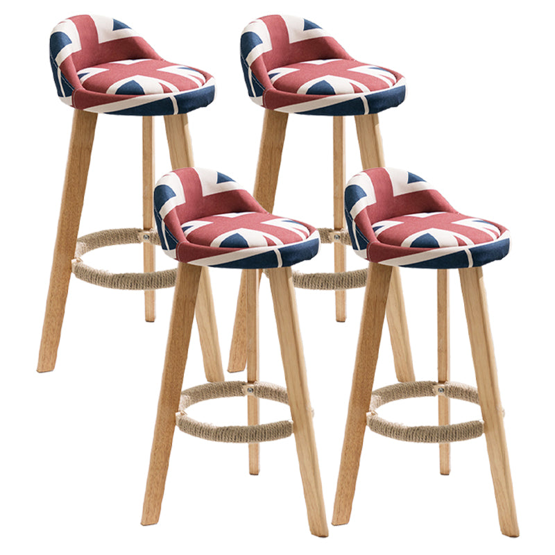 Modern Armless Backrest Counter Stool Wood Kitchen Bar Stool with Pedal Red-Blue 4 Piece Set Clearhalo 'Bar Furniture' 'Bar Stools' 'bar_stools' 'furn' 'furn_bar_stools' 'furniture_bar_stools' 'Kitchen & Dining Furniture' 'kitchen&dining_furn' 'kitchen' 'kitchen_furn' Furniture' 4471462