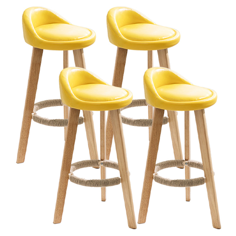 Modern Armless Backrest Counter Stool Wood Kitchen Bar Stool with Pedal Yellow 4 Piece Set Clearhalo 'Bar Furniture' 'Bar Stools' 'bar_stools' 'furn' 'furn_bar_stools' 'furniture_bar_stools' 'Kitchen & Dining Furniture' 'kitchen&dining_furn' 'kitchen' 'kitchen_furn' Furniture' 4471464