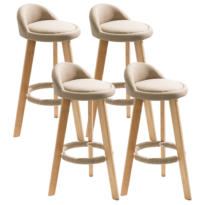 Modern Armless Backrest Counter Stool Wood Kitchen Bar Stool with Pedal Khaki 4 Piece Set Clearhalo 'Bar Furniture' 'Bar Stools' 'bar_stools' 'furn' 'furn_bar_stools' 'furniture_bar_stools' 'Kitchen & Dining Furniture' 'kitchen&dining_furn' 'kitchen' 'kitchen_furn' Furniture' 4471470