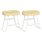 Modern Armless Backless Counter Stool Iron Kitchen Bar Stool with Wooden Seat and Pedal White 2 Piece Set Short Stool(18"H) Clearhalo 'Bar Furniture' 'Bar Stools' 'bar_stools' 'furn' 'furn_bar_stools' 'furniture_bar_stools' 'Kitchen & Dining Furniture' 'kitchen&dining_furn' 'kitchen' 'kitchen_furn' Furniture' 4471478