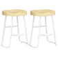 Modern Armless Backless Counter Stool Iron Kitchen Bar Stool with Wooden Seat and Pedal White 2 Piece Set Counter Stool(26"H) Clearhalo 'Bar Furniture' 'Bar Stools' 'bar_stools' 'furn' 'furn_bar_stools' 'furniture_bar_stools' 'Kitchen & Dining Furniture' 'kitchen&dining_furn' 'kitchen' 'kitchen_furn' Furniture' 4471480