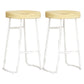 Modern Armless Backless Counter Stool Iron Kitchen Bar Stool with Wooden Seat and Pedal White 2 Piece Set Bar Stool(30"H) Clearhalo 'Bar Furniture' 'Bar Stools' 'bar_stools' 'furn' 'furn_bar_stools' 'furniture_bar_stools' 'Kitchen & Dining Furniture' 'kitchen&dining_furn' 'kitchen' 'kitchen_furn' Furniture' 4471482