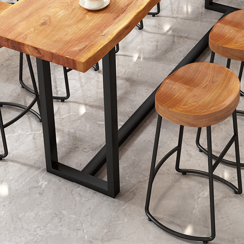Modern Armless Backless Counter Stool Iron Kitchen Bar Stool with Wooden Seat and Pedal Clearhalo 'Bar Furniture' 'Bar Stools' 'bar_stools' 'furn' 'furn_bar_stools' 'furniture_bar_stools' 'Kitchen & Dining Furniture' 'kitchen&dining_furn' 'kitchen' 'kitchen_furn' Furniture' 4471484