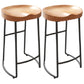 Modern Armless Backless Counter Stool Iron Kitchen Bar Stool with Wooden Seat and Pedal Gloss Black 2 Piece Set Clearhalo 'Bar Furniture' 'Bar Stools' 'bar_stools' 'furn' 'furn_bar_stools' 'furniture_bar_stools' 'Kitchen & Dining Furniture' 'kitchen&dining_furn' 'kitchen' 'kitchen_furn' Furniture' 4471485