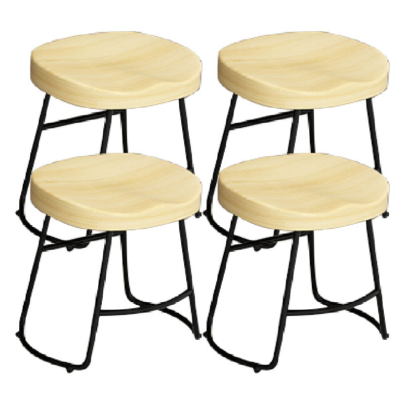 Modern Armless Backless Counter Stool Iron Kitchen Bar Stool with Wooden Seat and Pedal Black 4 Piece Set Short Stool(18"H) Clearhalo 'Bar Furniture' 'Bar Stools' 'bar_stools' 'furn' 'furn_bar_stools' 'furniture_bar_stools' 'Kitchen & Dining Furniture' 'kitchen&dining_furn' 'kitchen' 'kitchen_furn' Furniture' 4471486