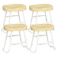 Modern Armless Backless Counter Stool Iron Kitchen Bar Stool with Wooden Seat and Pedal White 4 Piece Set Short Stool(18"H) Clearhalo 'Bar Furniture' 'Bar Stools' 'bar_stools' 'furn' 'furn_bar_stools' 'furniture_bar_stools' 'Kitchen & Dining Furniture' 'kitchen&dining_furn' 'kitchen' 'kitchen_furn' Furniture' 4471489