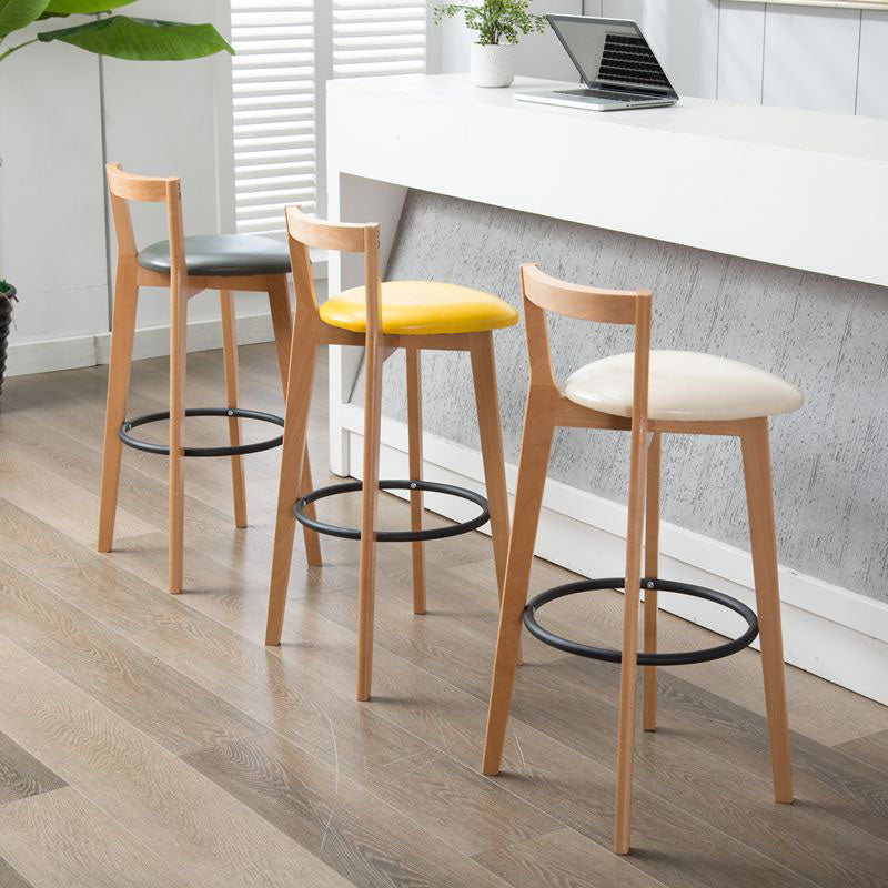Modern Backrest Armless Counter Stool Wood kitchen Bar Stool with Cushion and Pedal Clearhalo 'Bar Furniture' 'Bar Stools' 'bar_stools' 'furn' 'furn_bar_stools' 'furniture_bar_stools' 'Kitchen & Dining Furniture' 'kitchen&dining_furn' 'kitchen' 'kitchen_furn' Furniture' 4471502