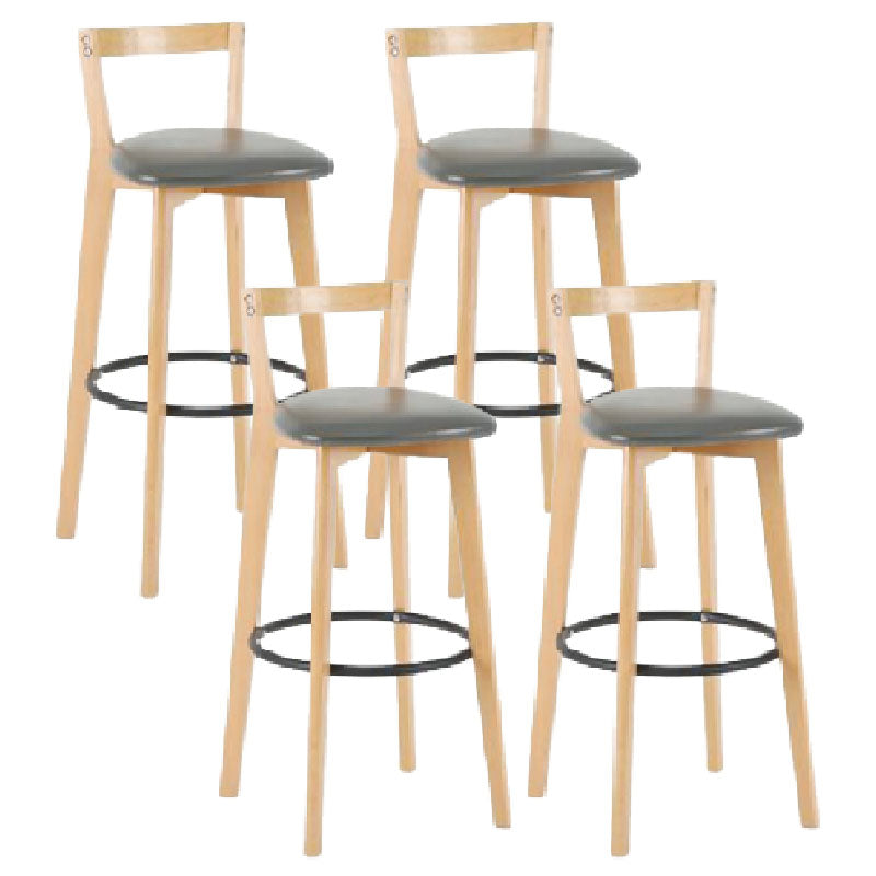 Modern Backrest Armless Counter Stool Wood kitchen Bar Stool with Cushion and Pedal Clearhalo 'Bar Furniture' 'Bar Stools' 'bar_stools' 'furn' 'furn_bar_stools' 'furniture_bar_stools' 'Kitchen & Dining Furniture' 'kitchen&dining_furn' 'kitchen' 'kitchen_furn' Furniture' 4471556