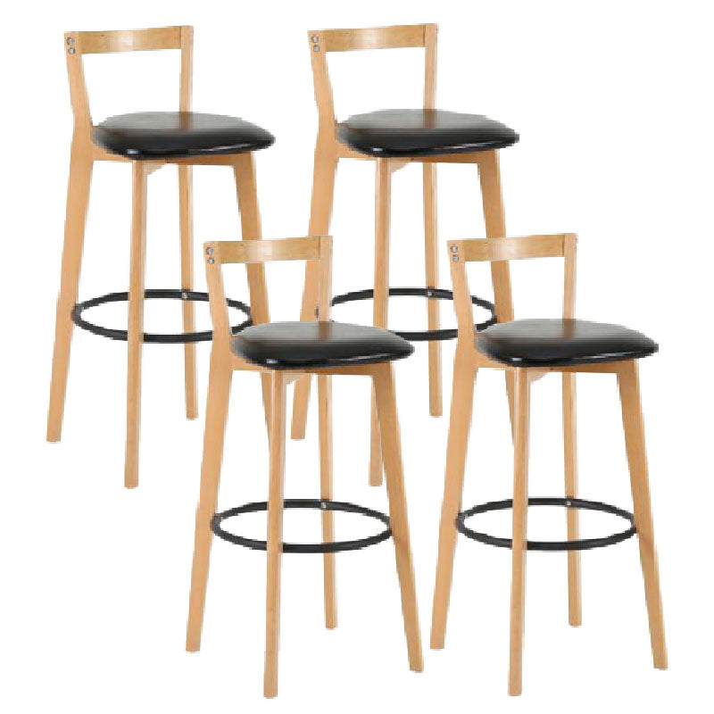 Modern Backrest Armless Counter Stool Wood kitchen Bar Stool with Cushion and Pedal Clearhalo 'Bar Furniture' 'Bar Stools' 'bar_stools' 'furn' 'furn_bar_stools' 'furniture_bar_stools' 'Kitchen & Dining Furniture' 'kitchen&dining_furn' 'kitchen' 'kitchen_furn' Furniture' 4471559