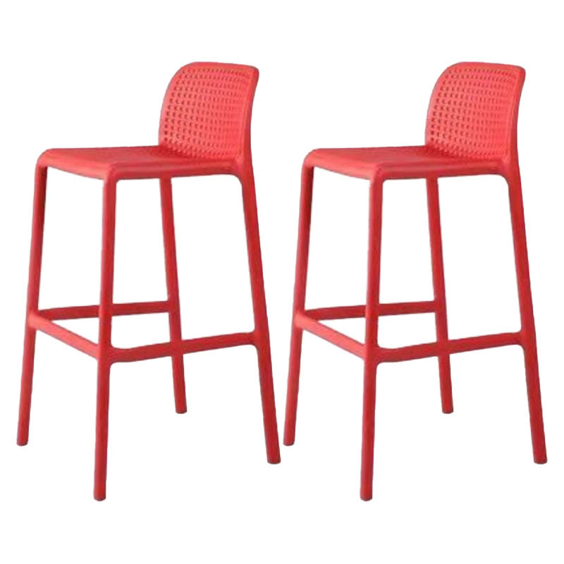 Contemporary Plastic Barstool Bristol Bar Stool with Footrest and Low Back Red 2 Piece Set Counter Stool(26"H) Clearhalo 'Bar Furniture' 'Bar Stools' 'bar_stools' 'furn' 'furn_bar_stools' 'furniture_bar_stools' 'Kitchen & Dining Furniture' 'kitchen&dining_furn' 'kitchen' 'kitchen_furn' Furniture' 4471582