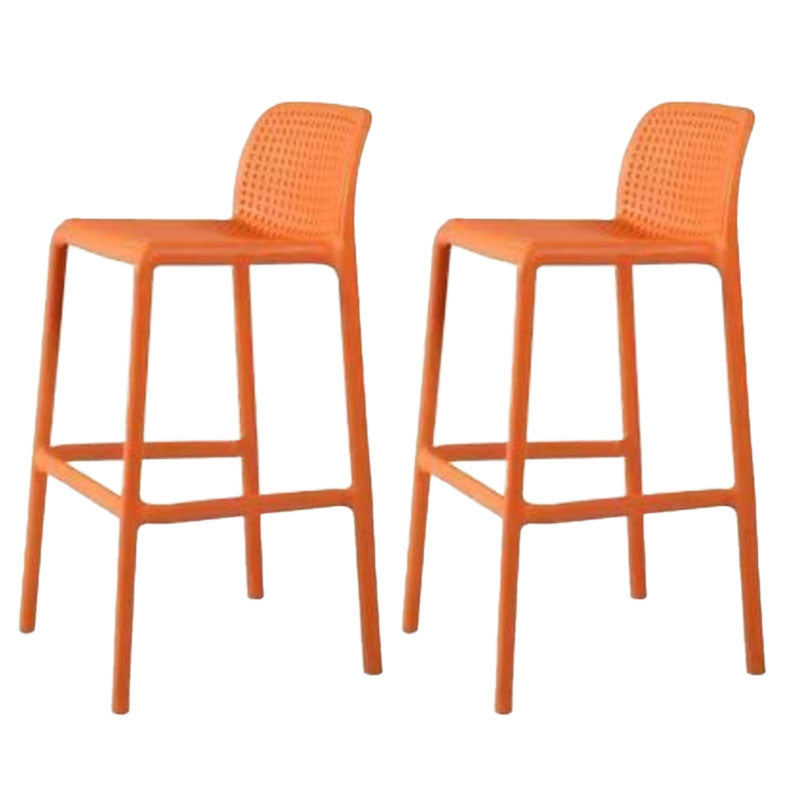 Contemporary Plastic Barstool Bristol Bar Stool with Footrest and Low Back Orange 2 Piece Set Counter Stool(26"H) Clearhalo 'Bar Furniture' 'Bar Stools' 'bar_stools' 'furn' 'furn_bar_stools' 'furniture_bar_stools' 'Kitchen & Dining Furniture' 'kitchen&dining_furn' 'kitchen' 'kitchen_furn' Furniture' 4471585
