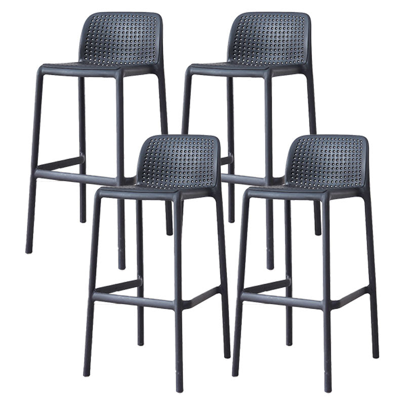 Contemporary Plastic Barstool Bristol Bar Stool with Footrest and Low Back Black 4 Piece Set Bar Stool(30"H) Clearhalo 'Bar Furniture' 'Bar Stools' 'bar_stools' 'furn' 'furn_bar_stools' 'furniture_bar_stools' 'Kitchen & Dining Furniture' 'kitchen&dining_furn' 'kitchen' 'kitchen_furn' Furniture' 4471587