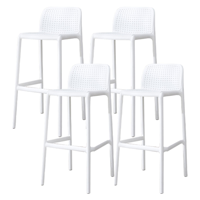 Contemporary Plastic Barstool Bristol Bar Stool with Footrest and Low Back White 4 Piece Set Counter Stool(26"H) Clearhalo 'Bar Furniture' 'Bar Stools' 'bar_stools' 'furn' 'furn_bar_stools' 'furniture_bar_stools' 'Kitchen & Dining Furniture' 'kitchen&dining_furn' 'kitchen' 'kitchen_furn' Furniture' 4471588