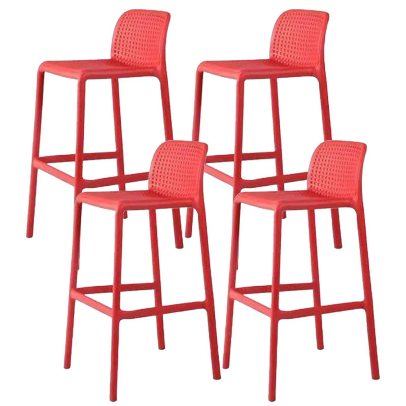 Contemporary Plastic Barstool Bristol Bar Stool with Footrest and Low Back Red 4 Piece Set Counter Stool(26"H) Clearhalo 'Bar Furniture' 'Bar Stools' 'bar_stools' 'furn' 'furn_bar_stools' 'furniture_bar_stools' 'Kitchen & Dining Furniture' 'kitchen&dining_furn' 'kitchen' 'kitchen_furn' Furniture' 4471590