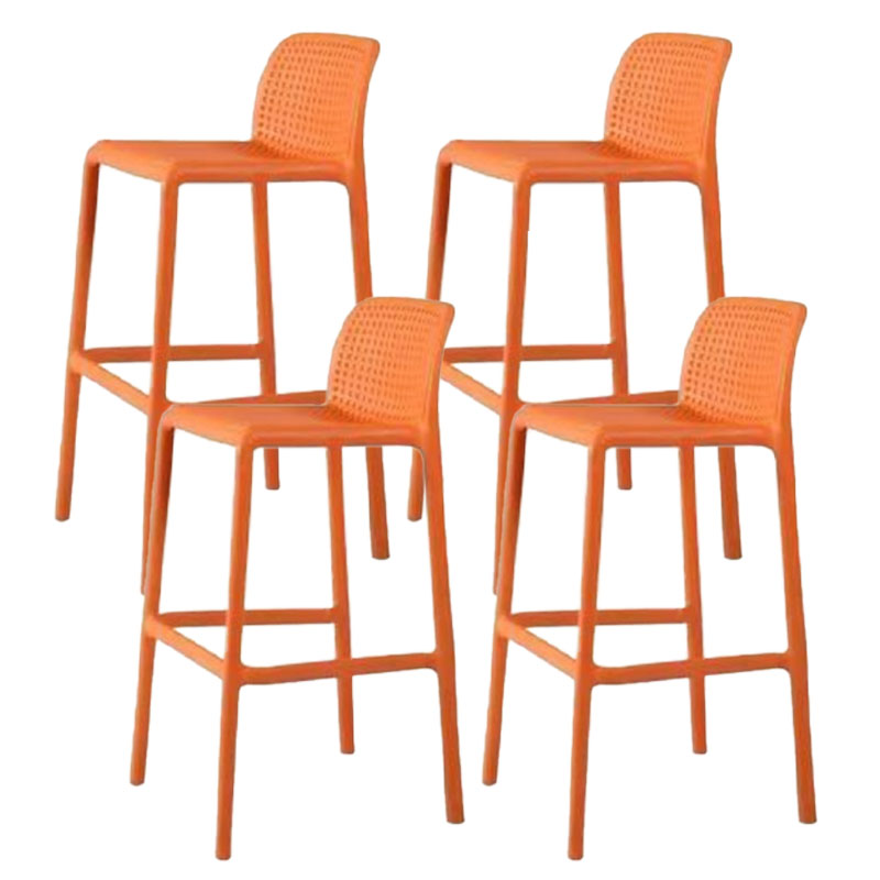 Contemporary Plastic Barstool Bristol Bar Stool with Footrest and Low Back Orange 4 Piece Set Counter Stool(26"H) Clearhalo 'Bar Furniture' 'Bar Stools' 'bar_stools' 'furn' 'furn_bar_stools' 'furniture_bar_stools' 'Kitchen & Dining Furniture' 'kitchen&dining_furn' 'kitchen' 'kitchen_furn' Furniture' 4471591