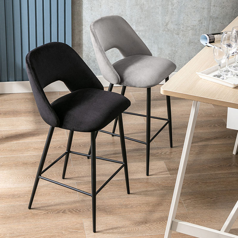 Contemporary Metal Upholstered Barstool Bristol Bar Stool with Low Back for Kitchen Clearhalo 'Bar Furniture' 'Bar Stools' 'bar_stools' 'furn' 'furn_bar_stools' 'furniture_bar_stools' 'Kitchen & Dining Furniture' 'kitchen&dining_furn' 'kitchen' 'kitchen_furn' Furniture' 4471594