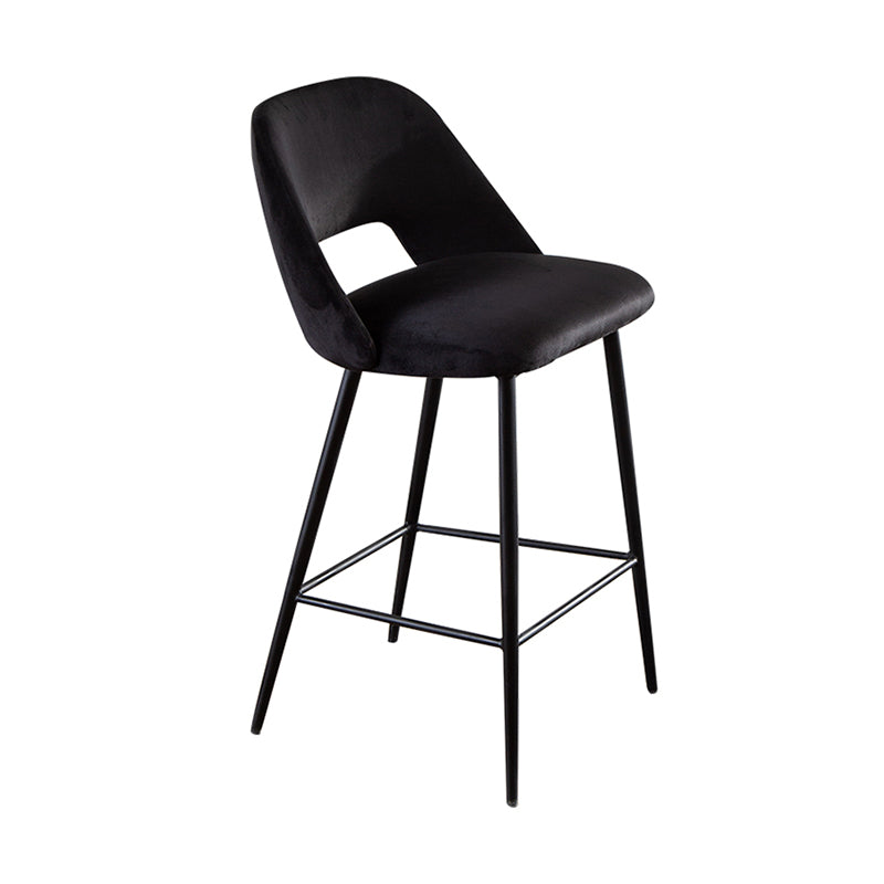 Contemporary Metal Upholstered Barstool Bristol Bar Stool with Low Back for Kitchen Gloss Black 1 Piece Clearhalo 'Bar Furniture' 'Bar Stools' 'bar_stools' 'furn' 'furn_bar_stools' 'furniture_bar_stools' 'Kitchen & Dining Furniture' 'kitchen&dining_furn' 'kitchen' 'kitchen_furn' Furniture' 4471595