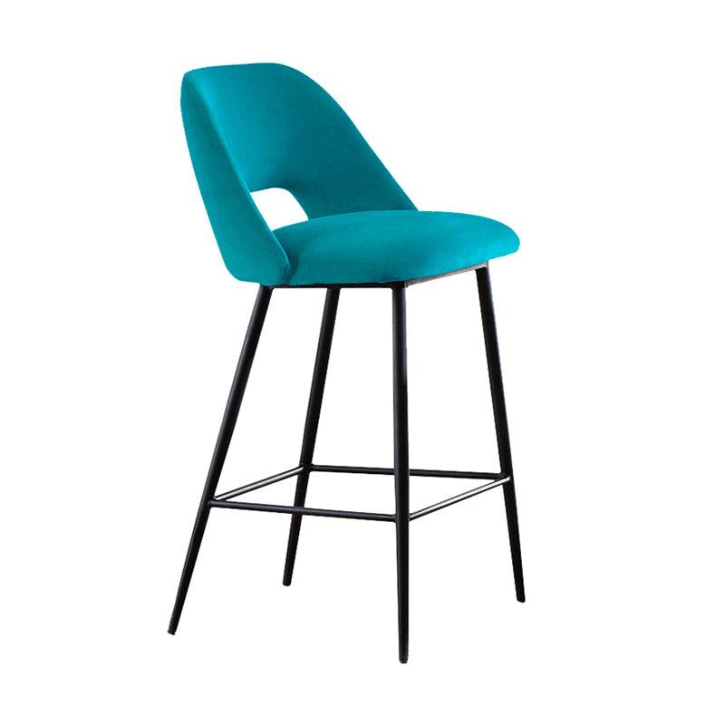 Contemporary Metal Upholstered Barstool Bristol Bar Stool with Low Back for Kitchen Blue 1 Piece Clearhalo 'Bar Furniture' 'Bar Stools' 'bar_stools' 'furn' 'furn_bar_stools' 'furniture_bar_stools' 'Kitchen & Dining Furniture' 'kitchen&dining_furn' 'kitchen' 'kitchen_furn' Furniture' 4471599