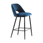 Contemporary Metal Upholstered Barstool Bristol Bar Stool with Low Back for Kitchen Dark Blue 1 Piece Clearhalo 'Bar Furniture' 'Bar Stools' 'bar_stools' 'furn' 'furn_bar_stools' 'furniture_bar_stools' 'Kitchen & Dining Furniture' 'kitchen&dining_furn' 'kitchen' 'kitchen_furn' Furniture' 4471605