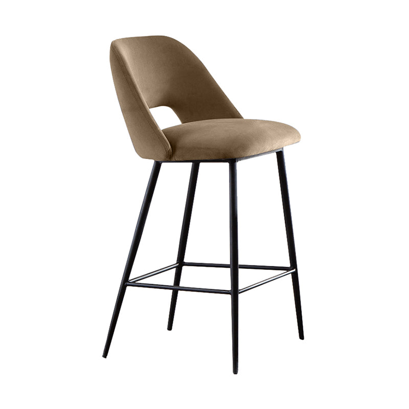 Contemporary Metal Upholstered Barstool Bristol Bar Stool with Low Back for Kitchen Light Camel 1 Piece Clearhalo 'Bar Furniture' 'Bar Stools' 'bar_stools' 'furn' 'furn_bar_stools' 'furniture_bar_stools' 'Kitchen & Dining Furniture' 'kitchen&dining_furn' 'kitchen' 'kitchen_furn' Furniture' 4471606