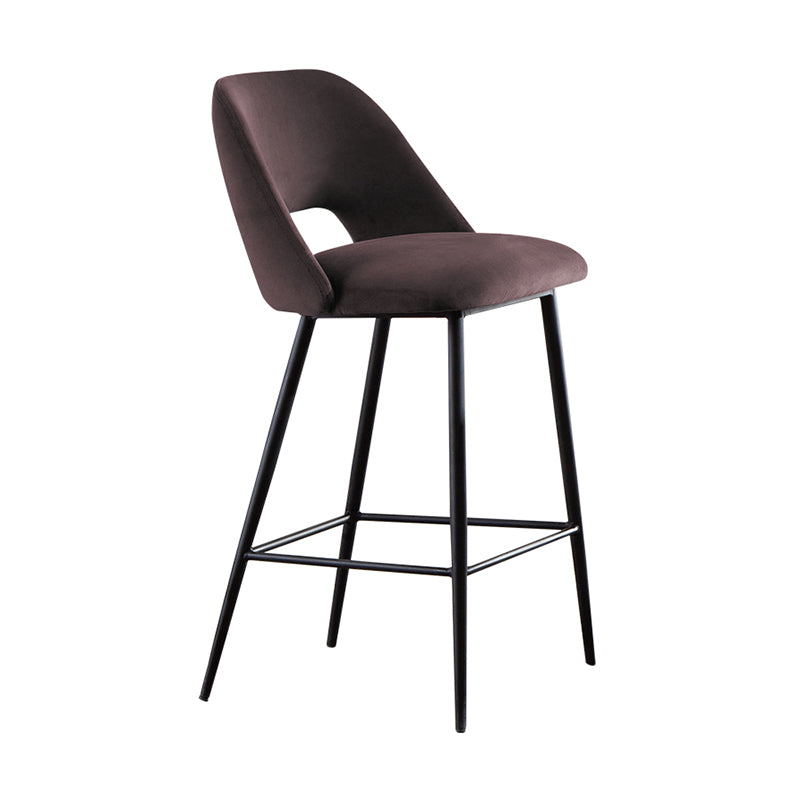 Contemporary Metal Upholstered Barstool Bristol Bar Stool with Low Back for Kitchen Dark Gray 1 Piece Clearhalo 'Bar Furniture' 'Bar Stools' 'bar_stools' 'furn' 'furn_bar_stools' 'furniture_bar_stools' 'Kitchen & Dining Furniture' 'kitchen&dining_furn' 'kitchen' 'kitchen_furn' Furniture' 4471608