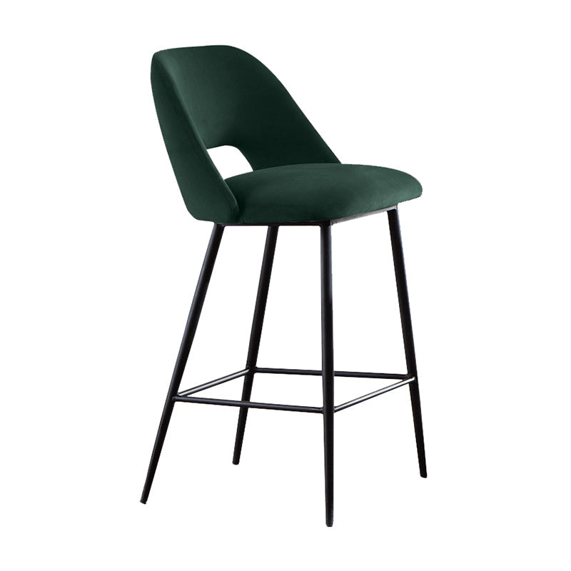 Contemporary Metal Upholstered Barstool Bristol Bar Stool with Low Back for Kitchen Blackish Green 1 Piece Clearhalo 'Bar Furniture' 'Bar Stools' 'bar_stools' 'furn' 'furn_bar_stools' 'furniture_bar_stools' 'Kitchen & Dining Furniture' 'kitchen&dining_furn' 'kitchen' 'kitchen_furn' Furniture' 4471610