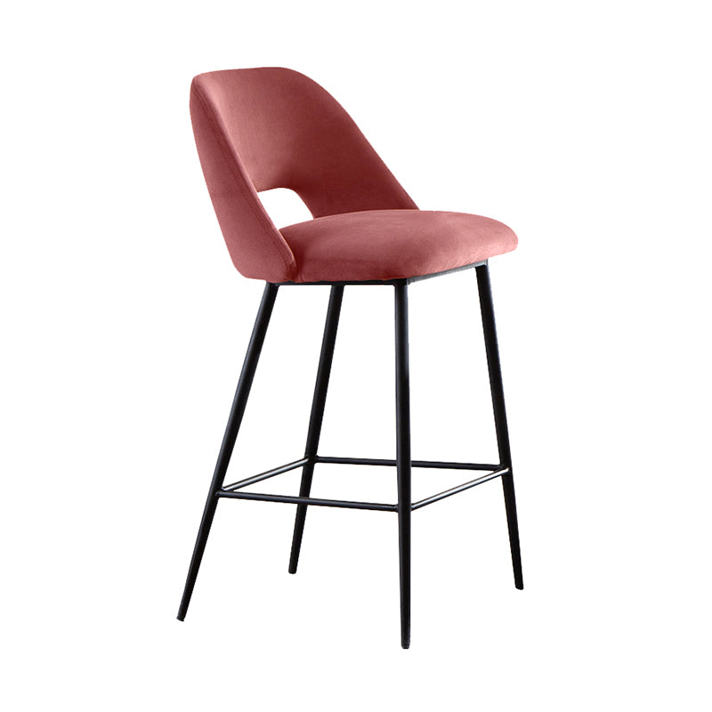 Contemporary Metal Upholstered Barstool Bristol Bar Stool with Low Back for Kitchen Pink 1 Piece Clearhalo 'Bar Furniture' 'Bar Stools' 'bar_stools' 'furn' 'furn_bar_stools' 'furniture_bar_stools' 'Kitchen & Dining Furniture' 'kitchen&dining_furn' 'kitchen' 'kitchen_furn' Furniture' 4471613