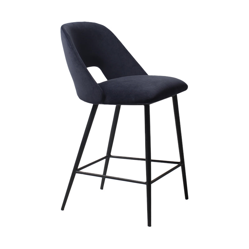 Contemporary Metal Upholstered Barstool Bristol Bar Stool with Low Back for Kitchen Navy 1 Piece Clearhalo 'Bar Furniture' 'Bar Stools' 'bar_stools' 'furn' 'furn_bar_stools' 'furniture_bar_stools' 'Kitchen & Dining Furniture' 'kitchen&dining_furn' 'kitchen' 'kitchen_furn' Furniture' 4471615