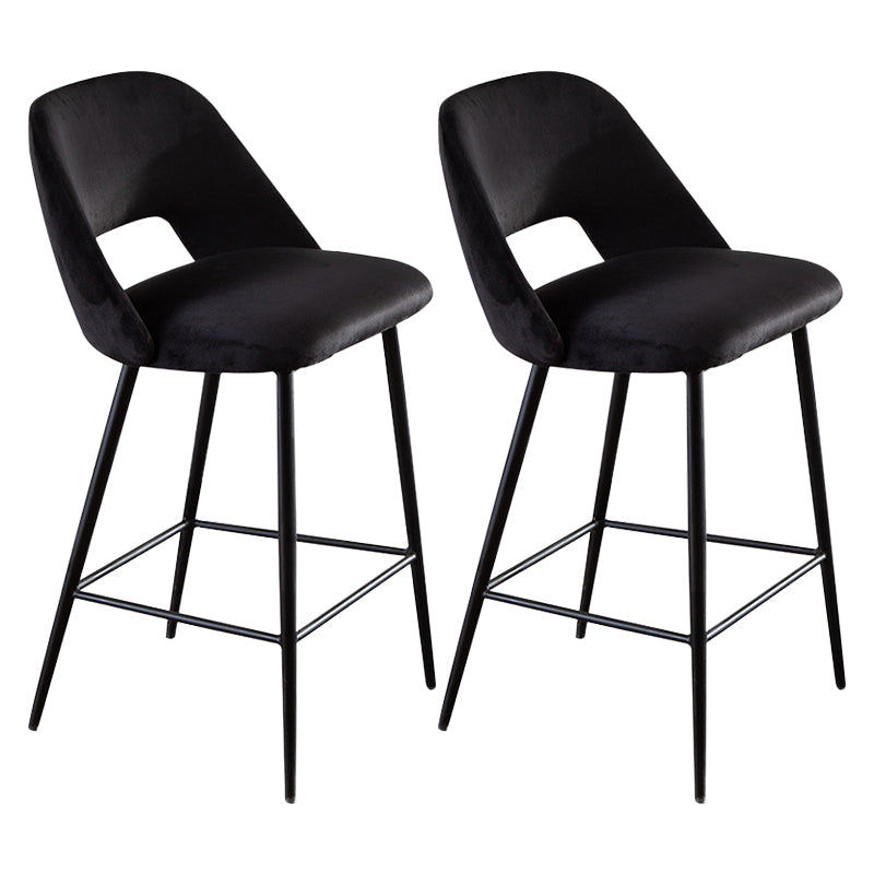 Contemporary Metal Upholstered Barstool Bristol Bar Stool with Low Back for Kitchen Gloss Black 2 Piece Set Clearhalo 'Bar Furniture' 'Bar Stools' 'bar_stools' 'furn' 'furn_bar_stools' 'furniture_bar_stools' 'Kitchen & Dining Furniture' 'kitchen&dining_furn' 'kitchen' 'kitchen_furn' Furniture' 4471617