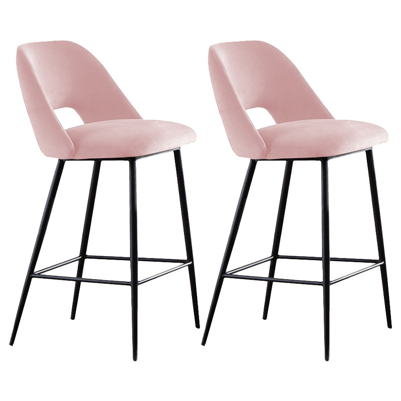 Contemporary Metal Upholstered Barstool Bristol Bar Stool with Low Back for Kitchen Pinkish Red 2 Piece Set Clearhalo 'Bar Furniture' 'Bar Stools' 'bar_stools' 'furn' 'furn_bar_stools' 'furniture_bar_stools' 'Kitchen & Dining Furniture' 'kitchen&dining_furn' 'kitchen' 'kitchen_furn' Furniture' 4471618