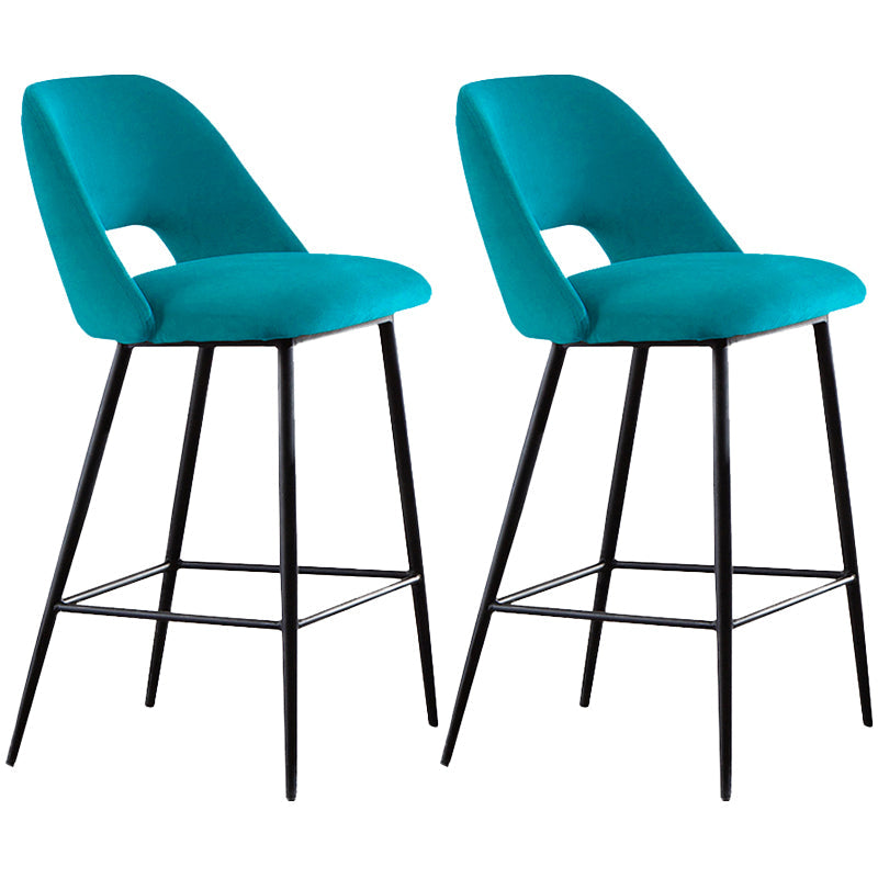 Contemporary Metal Upholstered Barstool Bristol Bar Stool with Low Back for Kitchen Blue 2 Piece Set Clearhalo 'Bar Furniture' 'Bar Stools' 'bar_stools' 'furn' 'furn_bar_stools' 'furniture_bar_stools' 'Kitchen & Dining Furniture' 'kitchen&dining_furn' 'kitchen' 'kitchen_furn' Furniture' 4471619