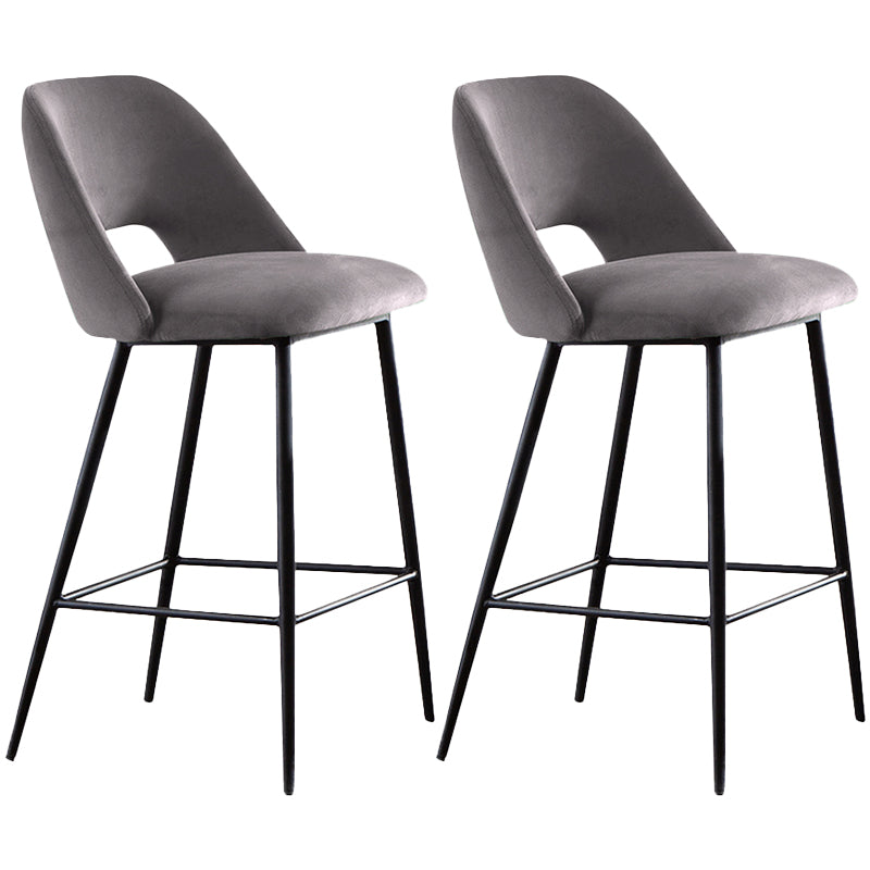 Contemporary Metal Upholstered Barstool Bristol Bar Stool with Low Back for Kitchen Light Gray 2 Piece Set Clearhalo 'Bar Furniture' 'Bar Stools' 'bar_stools' 'furn' 'furn_bar_stools' 'furniture_bar_stools' 'Kitchen & Dining Furniture' 'kitchen&dining_furn' 'kitchen' 'kitchen_furn' Furniture' 4471620