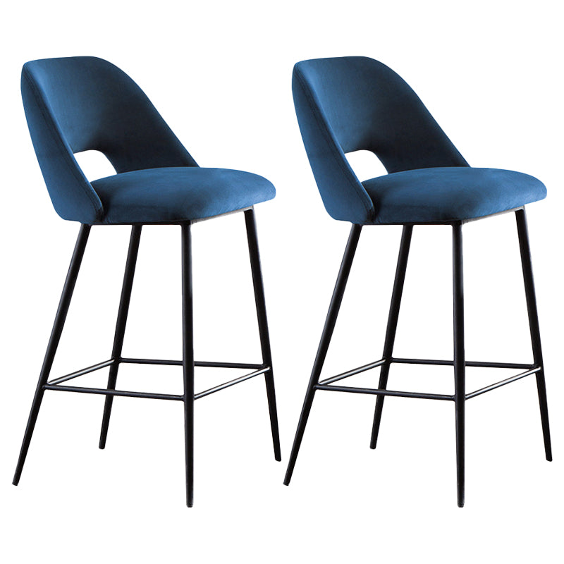 Contemporary Metal Upholstered Barstool Bristol Bar Stool with Low Back for Kitchen Dark Blue 2 Piece Set Clearhalo 'Bar Furniture' 'Bar Stools' 'bar_stools' 'furn' 'furn_bar_stools' 'furniture_bar_stools' 'Kitchen & Dining Furniture' 'kitchen&dining_furn' 'kitchen' 'kitchen_furn' Furniture' 4471622