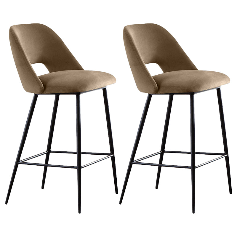 Contemporary Metal Upholstered Barstool Bristol Bar Stool with Low Back for Kitchen Light Camel 2 Piece Set Clearhalo 'Bar Furniture' 'Bar Stools' 'bar_stools' 'furn' 'furn_bar_stools' 'furniture_bar_stools' 'Kitchen & Dining Furniture' 'kitchen&dining_furn' 'kitchen' 'kitchen_furn' Furniture' 4471623