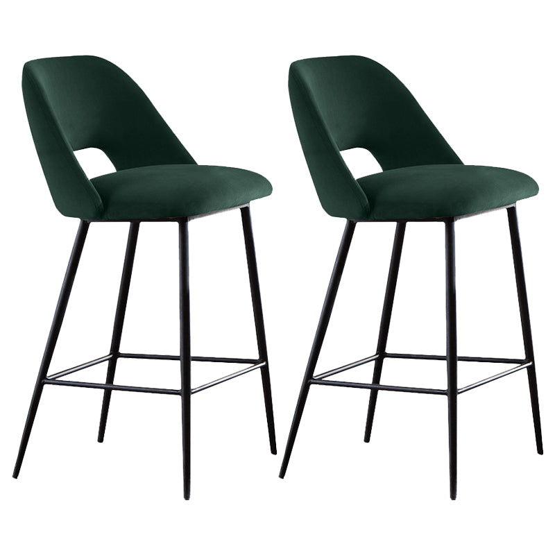 Contemporary Metal Upholstered Barstool Bristol Bar Stool with Low Back for Kitchen Blackish Green 2 Piece Set Clearhalo 'Bar Furniture' 'Bar Stools' 'bar_stools' 'furn' 'furn_bar_stools' 'furniture_bar_stools' 'Kitchen & Dining Furniture' 'kitchen&dining_furn' 'kitchen' 'kitchen_furn' Furniture' 4471625