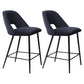 Contemporary Metal Upholstered Barstool Bristol Bar Stool with Low Back for Kitchen Navy 2 Piece Set Clearhalo 'Bar Furniture' 'Bar Stools' 'bar_stools' 'furn' 'furn_bar_stools' 'furniture_bar_stools' 'Kitchen & Dining Furniture' 'kitchen&dining_furn' 'kitchen' 'kitchen_furn' Furniture' 4471626