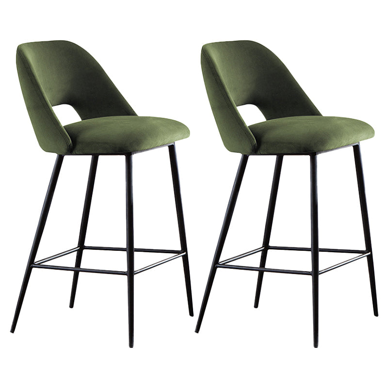 Contemporary Metal Upholstered Barstool Bristol Bar Stool with Low Back for Kitchen Army Green 2 Piece Set Clearhalo 'Bar Furniture' 'Bar Stools' 'bar_stools' 'furn' 'furn_bar_stools' 'furniture_bar_stools' 'Kitchen & Dining Furniture' 'kitchen&dining_furn' 'kitchen' 'kitchen_furn' Furniture' 4471627