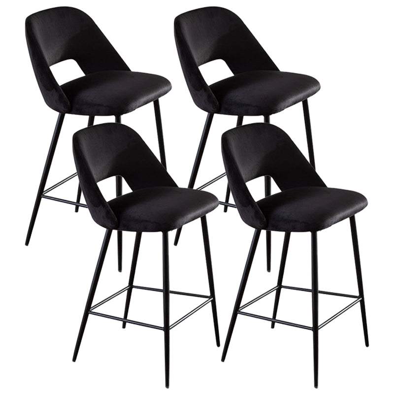 Contemporary Metal Upholstered Barstool Bristol Bar Stool with Low Back for Kitchen Gloss Black 4 Piece Set Clearhalo 'Bar Furniture' 'Bar Stools' 'bar_stools' 'furn' 'furn_bar_stools' 'furniture_bar_stools' 'Kitchen & Dining Furniture' 'kitchen&dining_furn' 'kitchen' 'kitchen_furn' Furniture' 4471628