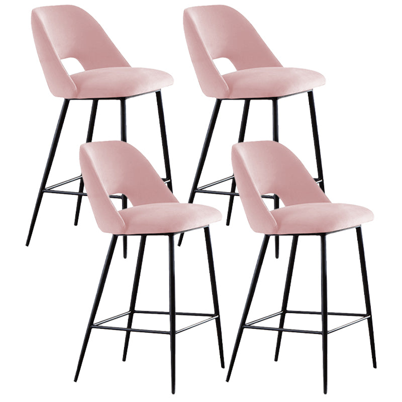 Contemporary Metal Upholstered Barstool Bristol Bar Stool with Low Back for Kitchen Pinkish Red 4 Piece Set Clearhalo 'Bar Furniture' 'Bar Stools' 'bar_stools' 'furn' 'furn_bar_stools' 'furniture_bar_stools' 'Kitchen & Dining Furniture' 'kitchen&dining_furn' 'kitchen' 'kitchen_furn' Furniture' 4471629